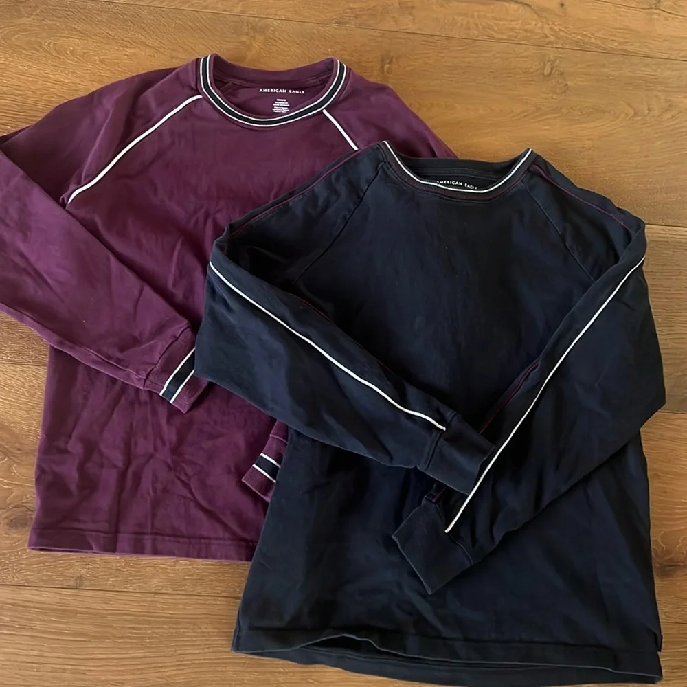 LOT OF 2 Men’s AEO Cotton Crewneck Sweaters Long Sleeve Top M - Picture 1 of 5